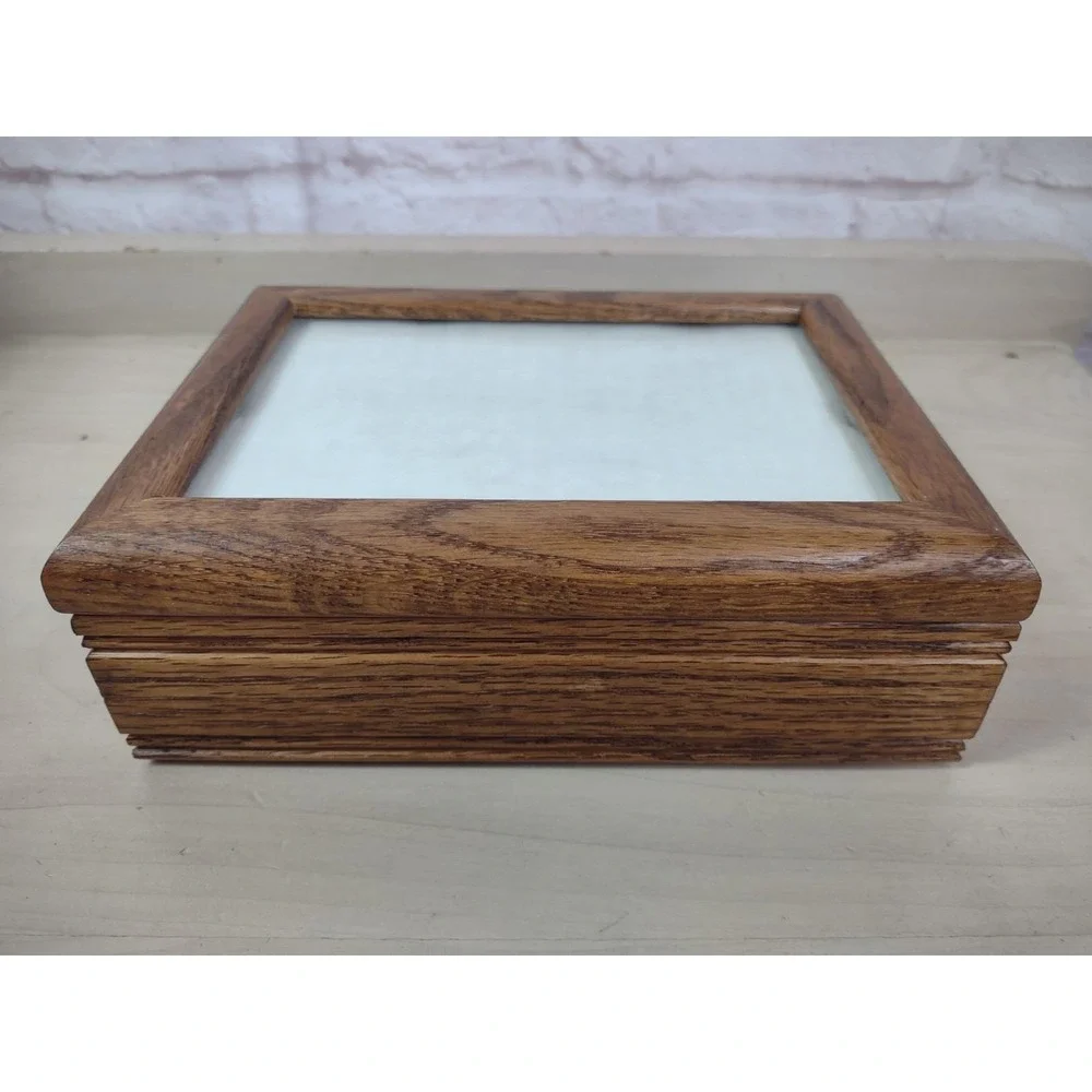 Wooden Storage Box 4x6 Picture Photo Organizer Case Drawer Keepsake Chest Stash